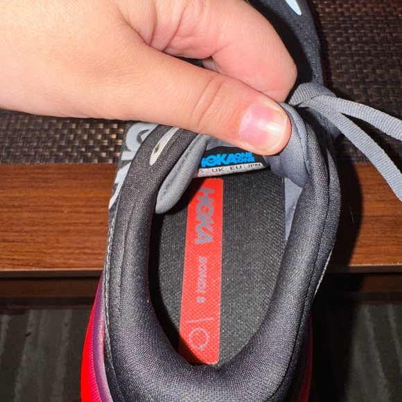 Hoka Black and Red Athletic Shoes Size 6D - Picture 5 of 6